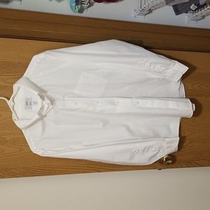 CROFT & BARROW SIZE 17 34/35 WHITE EASY CARE CLASSIC FIT LONG SLEEVE BUTTON DOWN